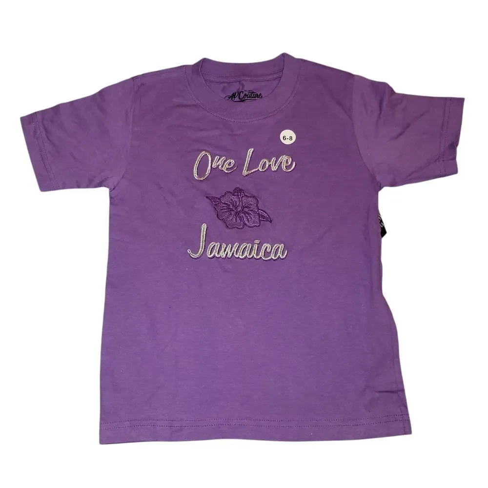 Kids Purple T-Shirt with 'One Love Jamaica' Design